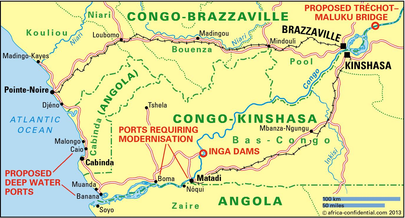 Congo River On A Map Of Africa Map